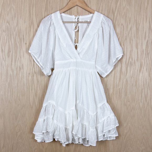 STORIA White Ruffle Mini Dress - Picture 1 of 9